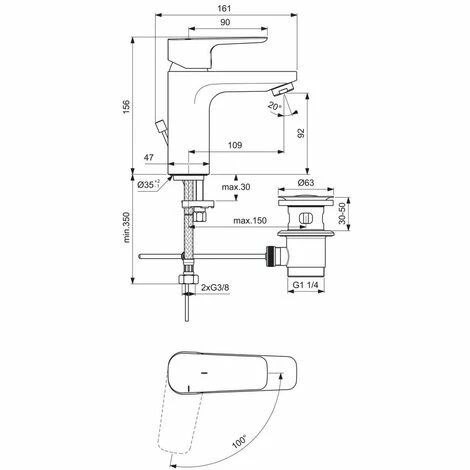 Ideal Standard CeraPlan III, Waschtischarmatur 156, BlueStart Ideal Standard CeraPlan III, Waschtischarmatur 156, BlueStart -Ideal Standard-shop 69366113 2