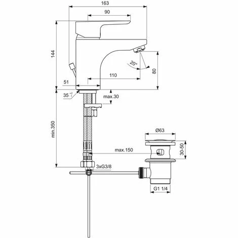 Ideal Standard CeraPlan III, Waschtischarmatur 145, Niederdruck 2 Ideal Standard CeraPlan III, Waschtischarmatur 145, Niederdruck â Bild 2