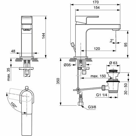 Ideal Standard Edge, Waschtischarmatur, Slim m. Ablgarn. Ideal Standard Edge, Waschtischarmatur, Slim M. Ablgarn. -Ideal Standard-shop 69366118 2