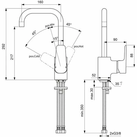 Ideal Standard CeraPlan III, Waschtischarmatur 290, o. Ablgarn. Ideal Standard CeraPlan III, Waschtischarmatur 290, O. Ablgarn. -Ideal Standard-shop 69366119 2