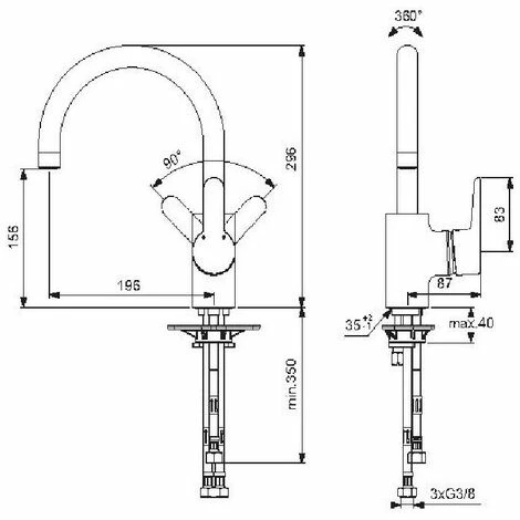 Ideal Standard Küchenarmatur Connect, ND, Ausladung 196mm, Chrom Ideal Standard Küchenarmatur Connect, ND, Ausladung 196mm, Chrom -Ideal Standard-shop 70143714 2