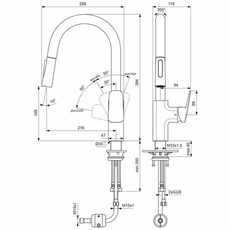 Ideal Standard Küchenarmatur Ceraplan Ausld.216mm M.h.Rohrauslauf 1F-HB Chrom 2 Ideal Standard Küchenarmatur Ceraplan Ausld.216mm M.h.Rohrauslauf 1F-HB Chrom – Bild 2