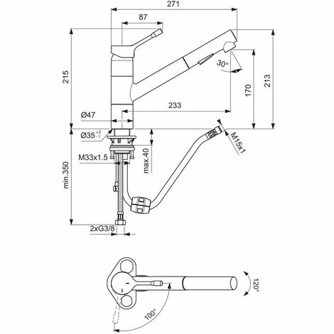 Ideal Standard Küchenarmatur Ceralook, m.herausz.HB, Ausld.233mm, Chrom Ideal Standard Küchenarmatur Ceralook, M.herausz.HB, Ausld.233mm, Chrom -Ideal Standard-shop 70148767 2