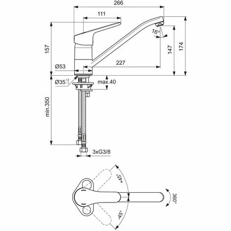 Ideal Standard Küchenarmatur Ceraform, ND, Ausld. 227mm, Chrom Ideal Standard Küchenarmatur Ceraform, ND, Ausld. 227mm, Chrom -Ideal Standard-shop 70148771 2