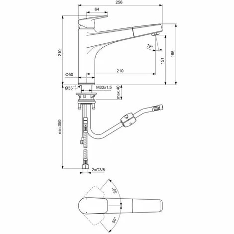 Ideal Standard Küchenarmatur Ceraplan m.h.Auslauf Ausld.210mm 1-Funktions-Handbrause Chrom Ideal Standard Küchenarmatur Ceraplan M.h.Auslauf Ausld.210mm 1-Funktions-Handbrause Chrom -Ideal Standard-shop 70148822 2