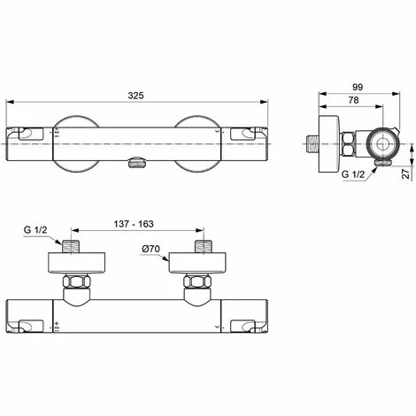 Ideal Standard Thermostat Ceratherm T50 Aufputz Chrom A7214AA 2 Ideal Standard Thermostat Ceratherm T50 Aufputz Chrom A7214AA – Bild 2