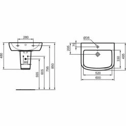 IDEAL STANDARD Wandwaschbecken 60X49,5 Aus Keramik Dolomite Gemma 2 -Ideal Standard-shop 71216503 4