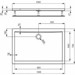 Ultraflache Acryl-Duschwanne 100x70 H4 Ideal Standard -Ideal Standard-shop 71216553 3