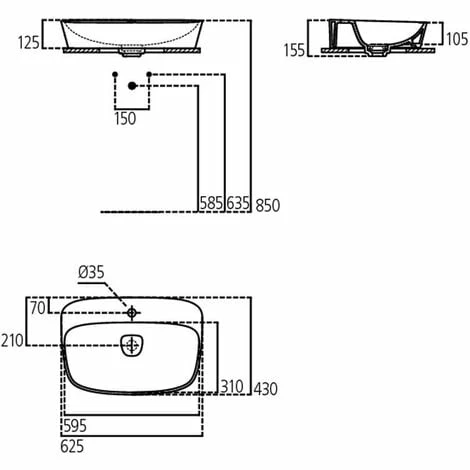 Ideal Standard Aufsatzwaschbecken Modell DEA T044501 mit Hahnloch Ideal Standard Aufsatzwaschbecken Modell DEA T044501 Mit Hahnloch -Ideal Standard-shop 71217128 3