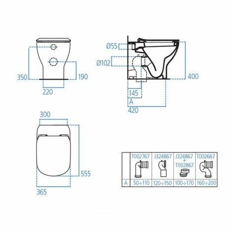 Ideal Standard Tesi wandhängende Sanitärkeramik mit versetztem Ablauf und AquaBlade mit duroplastischem Sitz mit langsamer Schließung Ideal Standard Tesi Wandhängende Sanitärkeramik Mit Versetztem Ablauf Und AquaBlade Mit Duroplastischem Sitz Mit Langsamer Schließung -Ideal Standard-shop 71217640 2