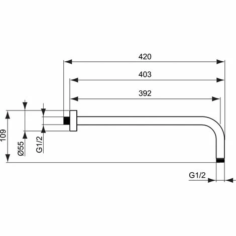 Ideal Standard 40 cm Duscharm aus poliertem verchromtem Stahl Ideal Standard 40 Cm Duscharm Aus Poliertem Verchromtem Stahl -Ideal Standard-shop 71217997 2