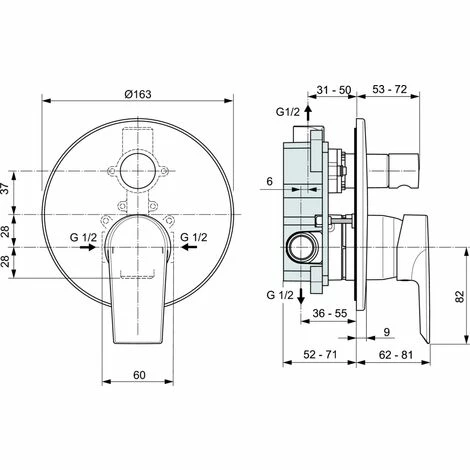 Einhand-Brausebatterie mit Umsteller komplett mit Unterputzkörper Ideal Standard Ceramix Einhand-Brausebatterie Mit Umsteller Komplett Mit Unterputzkörper Ideal Standard Ceramix -Ideal Standard-shop 71218932 2