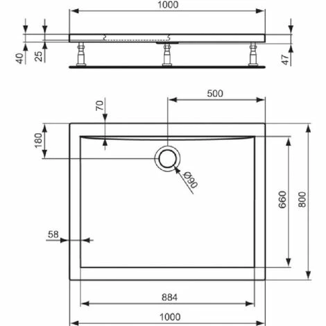 Ultraflache Duschwanne 100x80 H4 Ideal Standard Ultraflache Duschwanne 100x80 H4 Ideal Standard -Ideal Standard-shop 71219412 2