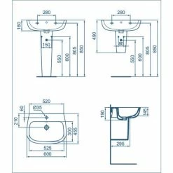 Ideal Standard Wandwaschbecken In Modernem Design Esedra Cm 60 -Ideal Standard-shop 71304698 3