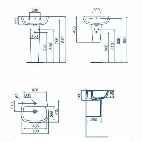 Ideal Standard Esedra 50 cm wandhängendes Badezimmerwaschbecken mit geräumiger Badewanne mit Halbsäule Ideal Standard Esedra 50 Cm Wandhängendes Badezimmerwaschbecken Mit Geräumiger Badewanne Mit Halbsäule -Ideal Standard-shop 71305278 3