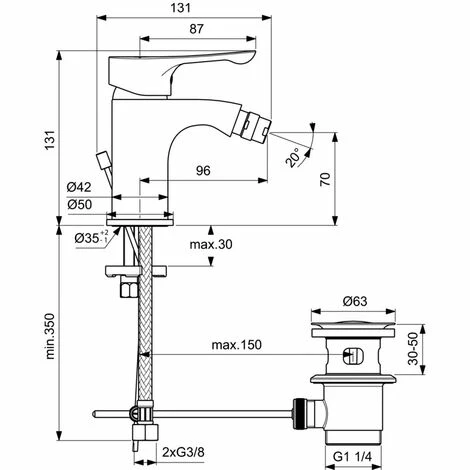 Einhebel-Bidetmischer Ideal Standard Alpha Fester Auslauf 70 Mm Höhe 2 Einhebel-Bidetmischer Ideal Standard Alpha Fester Auslauf 70 Mm Höhe â Bild 2