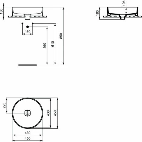 Aufsatzwaschtisch 45x45 Ideal Standard Strada II Ohne Hahnloch Und Überlauf 2 Aufsatzwaschtisch 45x45 Ideal Standard Strada II Ohne Hahnloch Und Überlauf – Bild 2