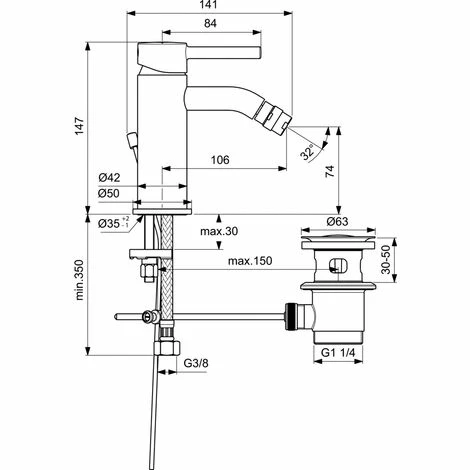 Ideal Standard Ceraline Einhebel-Bidetmischer Mit Verchromtem Ablauf 2 Ideal Standard Ceraline Einhebel-Bidetmischer Mit Verchromtem Ablauf â Bild 2