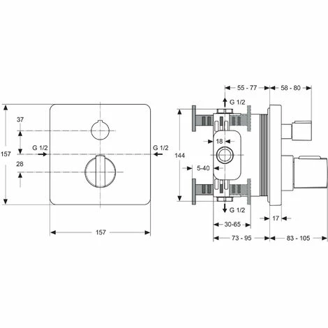 Ideal Standard Thermostat Ceratherm 200 Unterputz chrom A5620AA Ideal Standard Thermostat Ceratherm 200 Unterputz Chrom A5620AA -Ideal Standard-shop 72165686 2