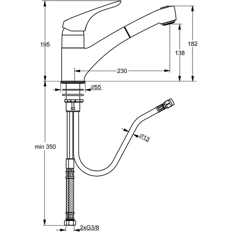 IDEAL STANDARD CeraSprint Neu Einhebel-Küchenarmatur Mit Herausziehbarer Handbrause - B5347AA 3 IDEAL STANDARD CeraSprint Neu Einhebel-Küchenarmatur Mit Herausziehbarer Handbrause - B5347AA – Bild 3